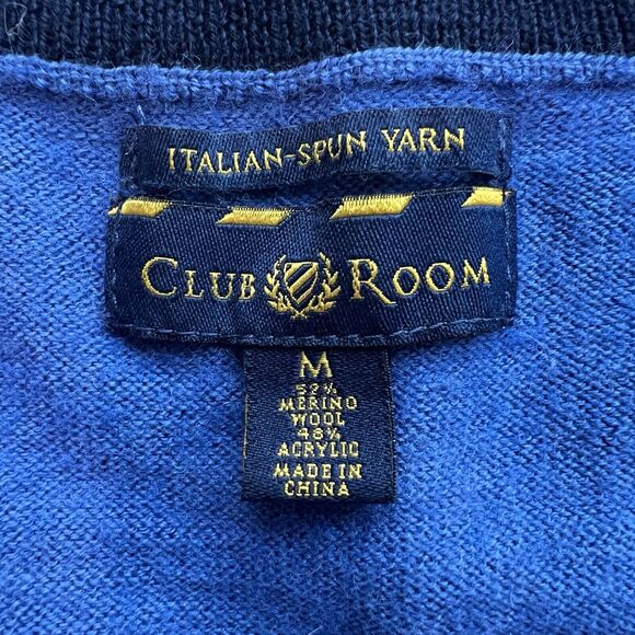 Club Room Italian Spurn Yarn Merino Wool Blend Men’s Sweater Size Medium Blue - Picture 4 of 5